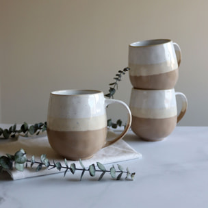 Lot de 6 mugs beiges en grès 44cl RIGA