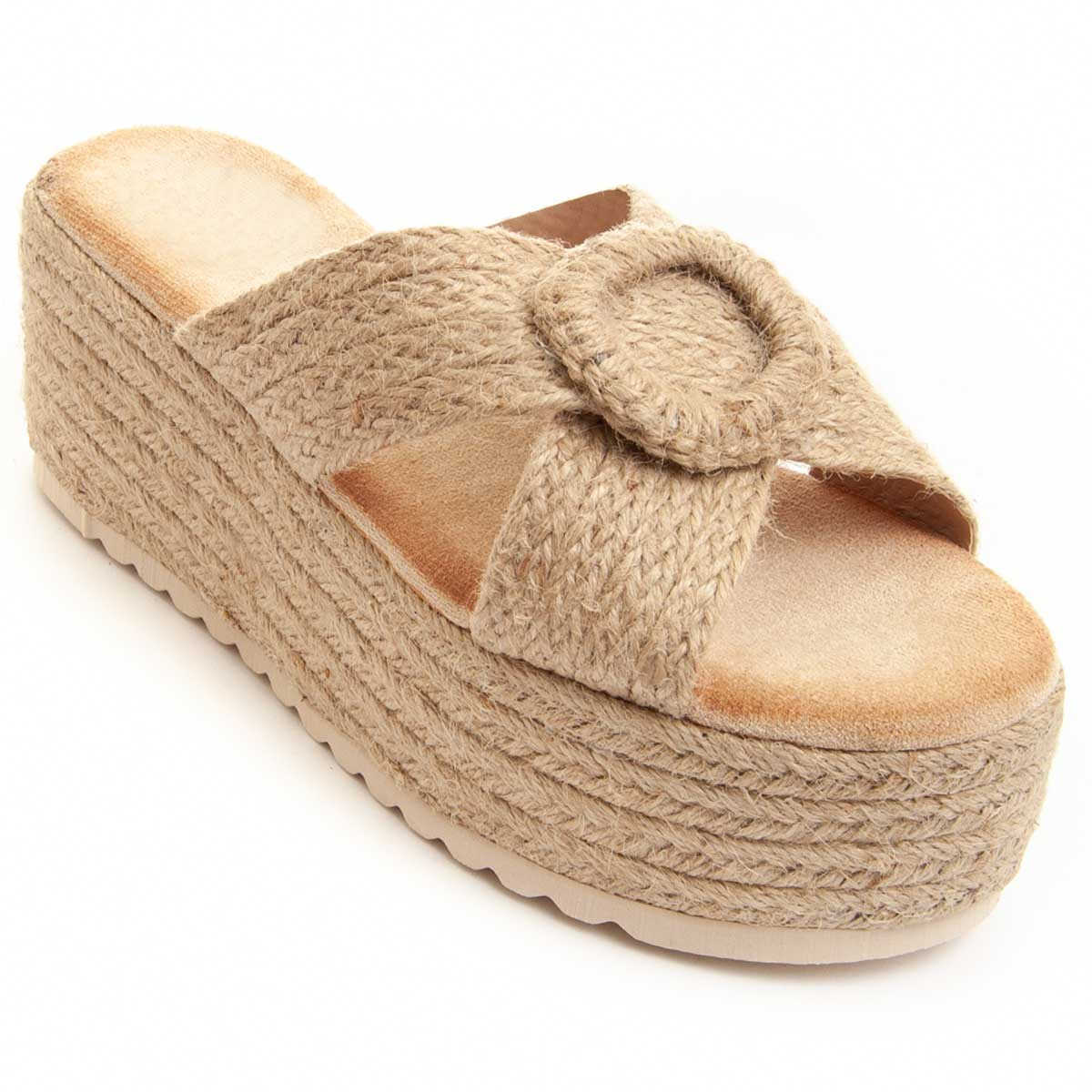 Sandalias de Cuña - Beige - Altura: 6 cm