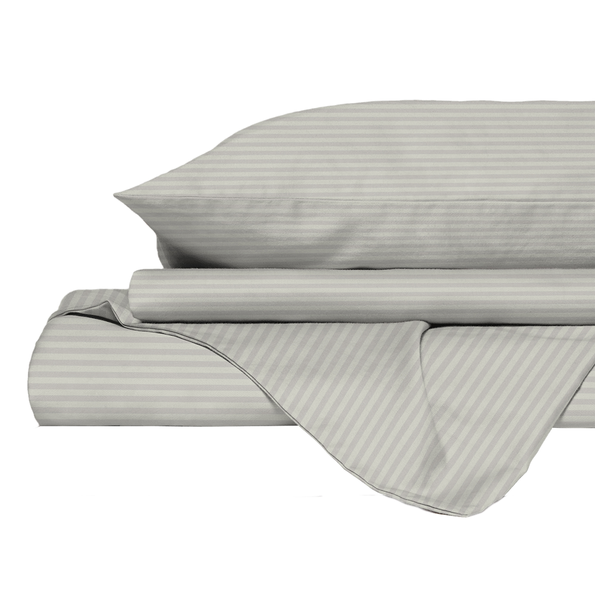 PARURE COPRIPIUMINO SATIN STRIPES, 100% Raso di Poliestere, Made in Italy, No Stiro - PANNA