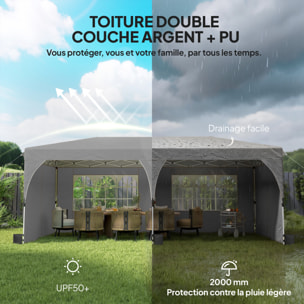 Tonnelle barnum pliable 3x6m 4 parois latérales 6 sacs lestage 2 fenêtres blanc