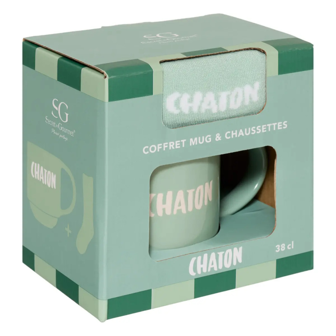 Coffret mug 38cl + chaussettes Champion vert