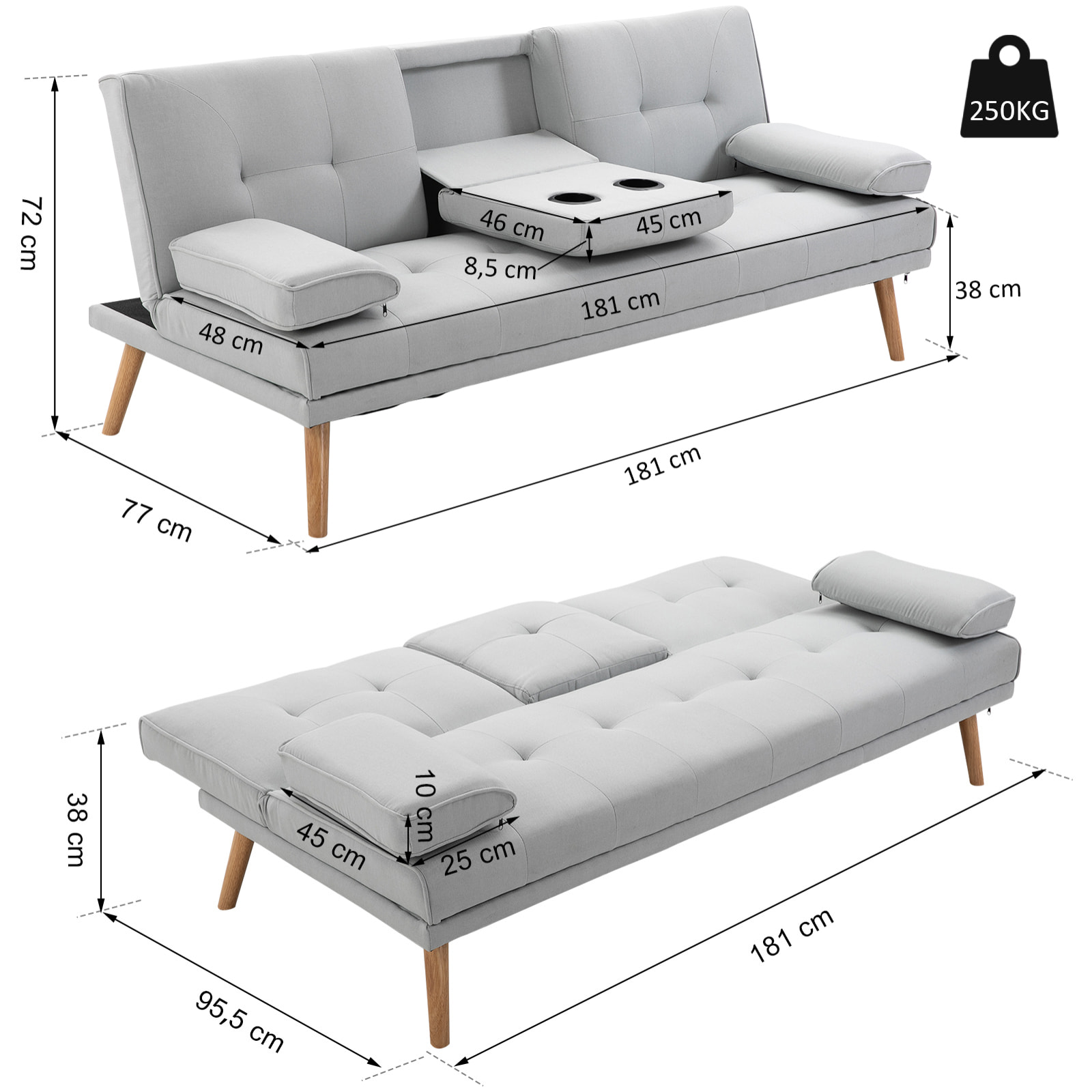 Canapé convertible 3 places design scandinave