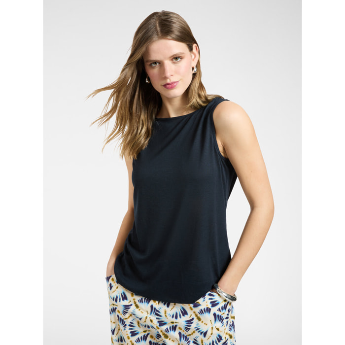 Elena Mirò - Top con scollo barchetta - Blu