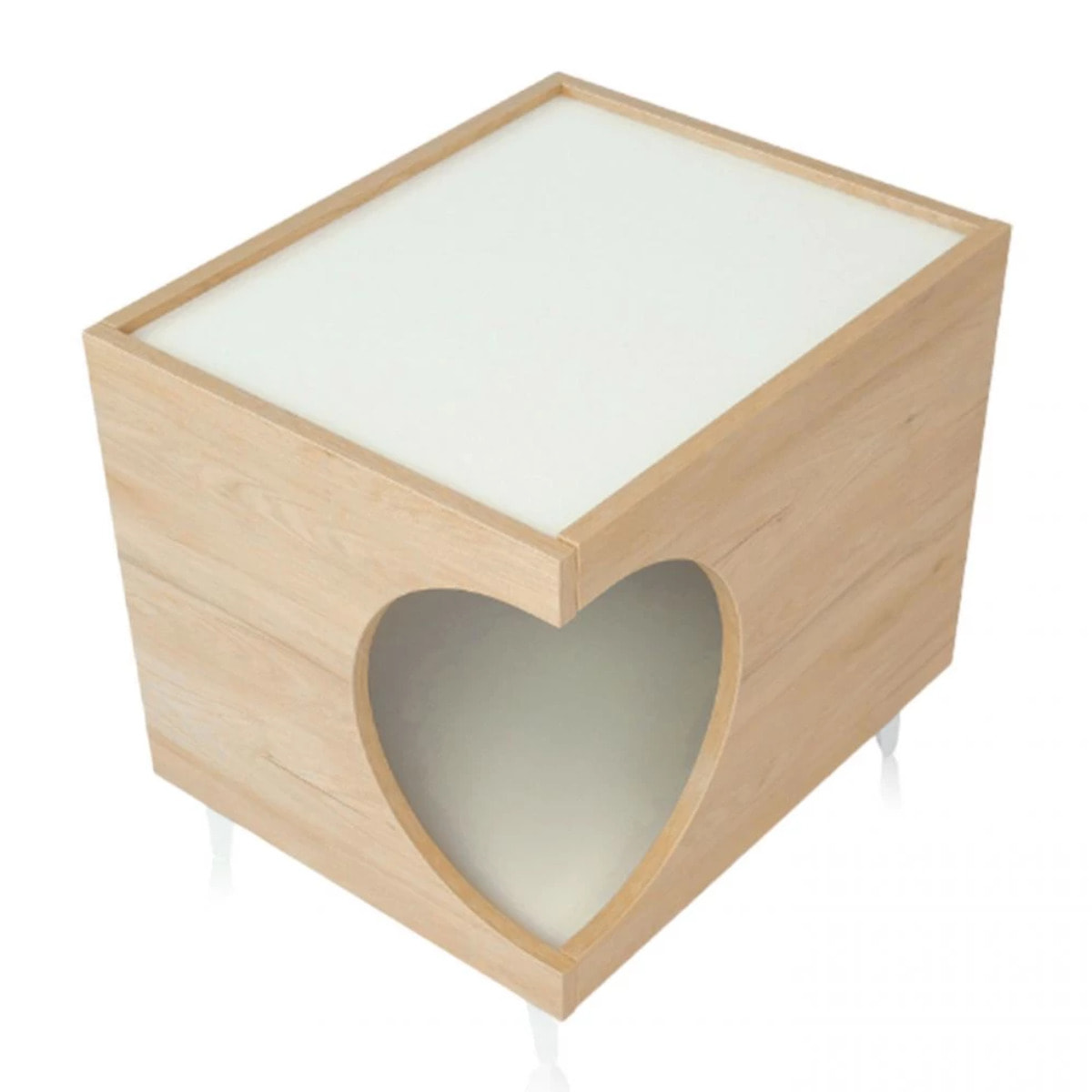 Mesita de noche Homely Pets Roble - Blanco