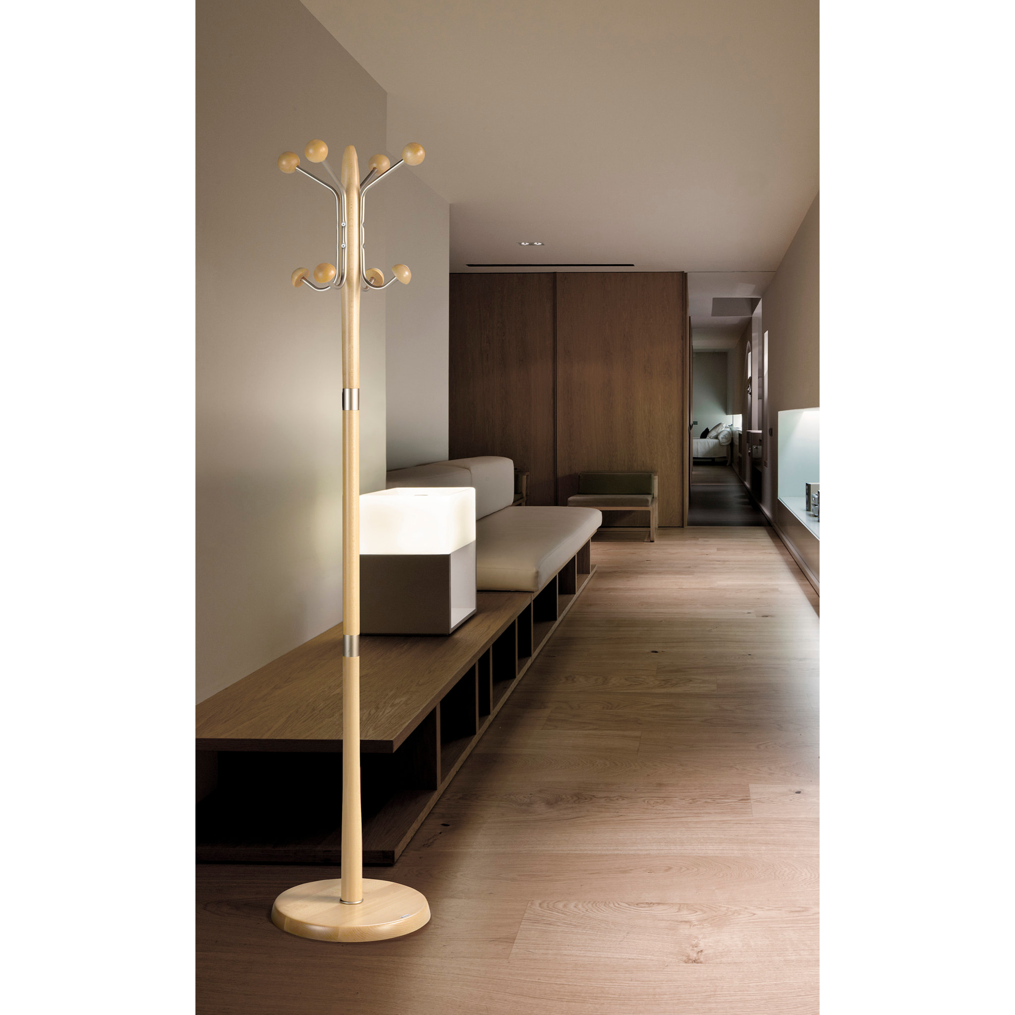 Perchero Menorca madera haya roble 180x37x37 cm