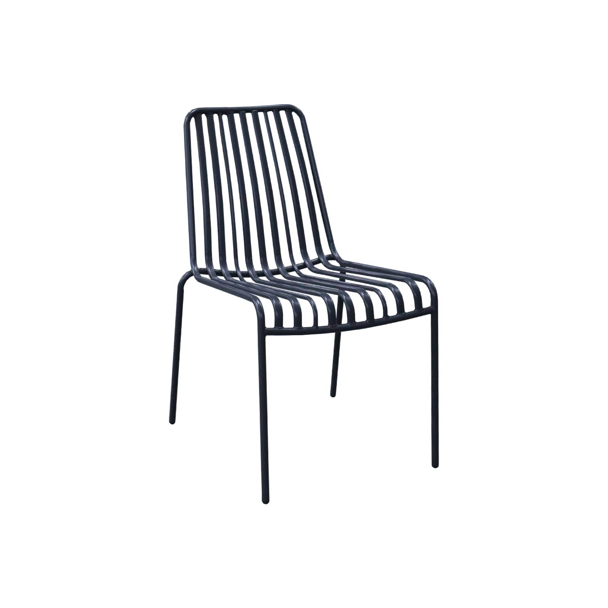 Lot de 2 chaises de jardin FLORIDA anthracite empilable en acier. L 59 x P 47.5 x H 78 cm