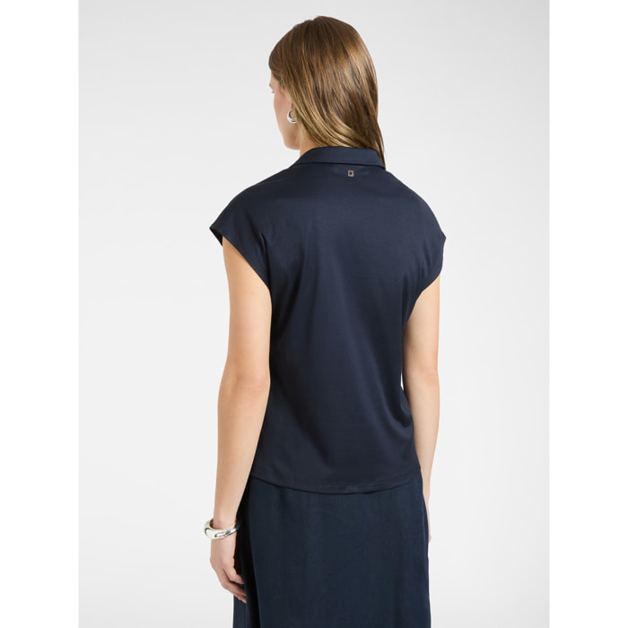 Elena Mirò - T-shirt con colletto - Blu