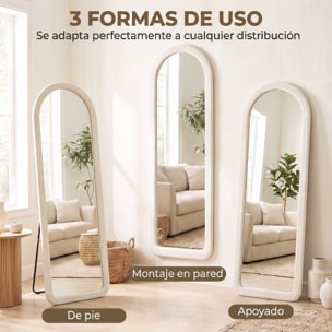 Espejo de Cuerpo Entero, 160x60 cm, Espejo de Pie, Marco Arqueado Aterciopelado, Independiente, Apoyado y de Pared, para Dormitorio, Salón, Vestidor