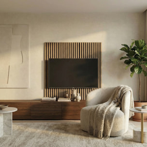 Panneau acoustique mural d'intérieur 60x120 cm en MDF sur feutre polyester, décor chêne naturel, 0,72 m2 (SATAKUPANNON612)