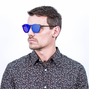 Gafas de sol PALO ALTO RIGA - Negro mate / Plana azul revo