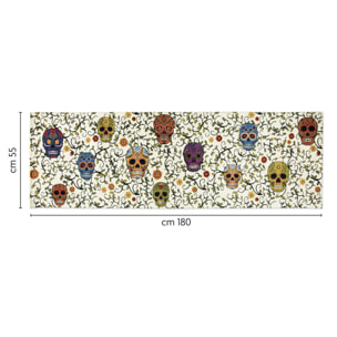 Tappeto Excelsa Calavera in poliestere e cotone 55x180x0,7 cm multicolore