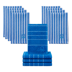 Set textil de cocina de 12 piezas 100% algodón, 4 paños 50x50cm + 8 servilletas, reutilizables y absorbentes, color azul