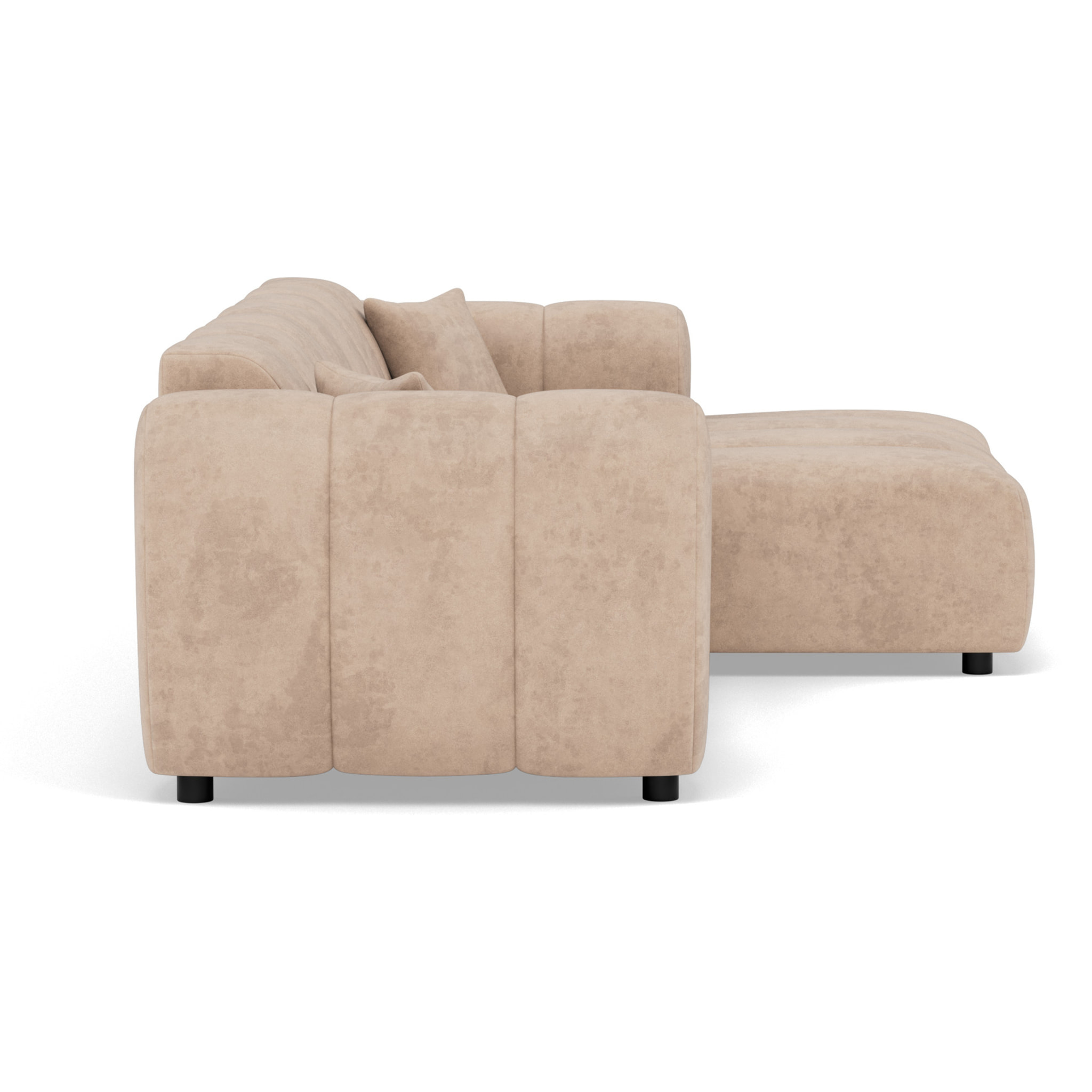 Curtis - canapé d'angle droit 4 places en simili - Beige