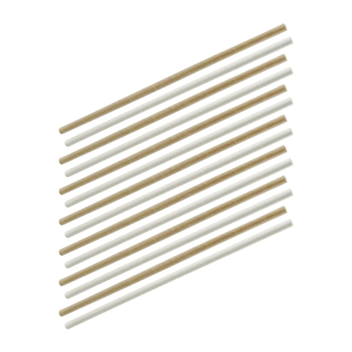 Lot de 60 pailles en papier brun et blanc 24 cm Fackelmann Bar Concept