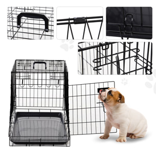 Cage de transport pour chien taille L dim. 76L x 48l x 55H cm métal noir