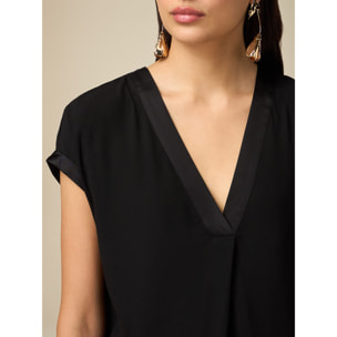 Oltre - Blusa a kimono in viscosa - Nero