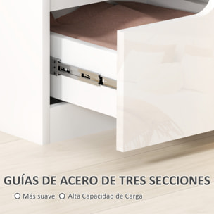 Mesita de Noche Moderna Mesilla de Noche con Cajones con Frontal Blanco Brillante y Almohadilla Mesa Auxiliar para Dormitorio Salón 40x40x48 cm Blanco