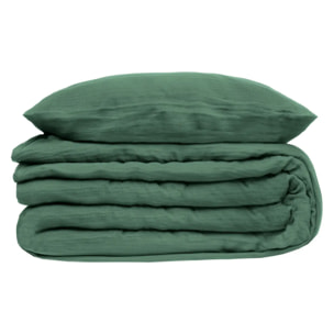 Parure de lit gaze de coton vert céladon 240x220cm