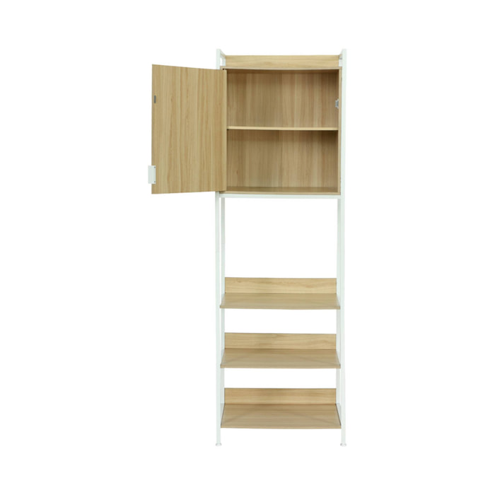 Module dressing blanc avec 5 étagères et 1 porte. L 60 x P 48 x  H 190 cm