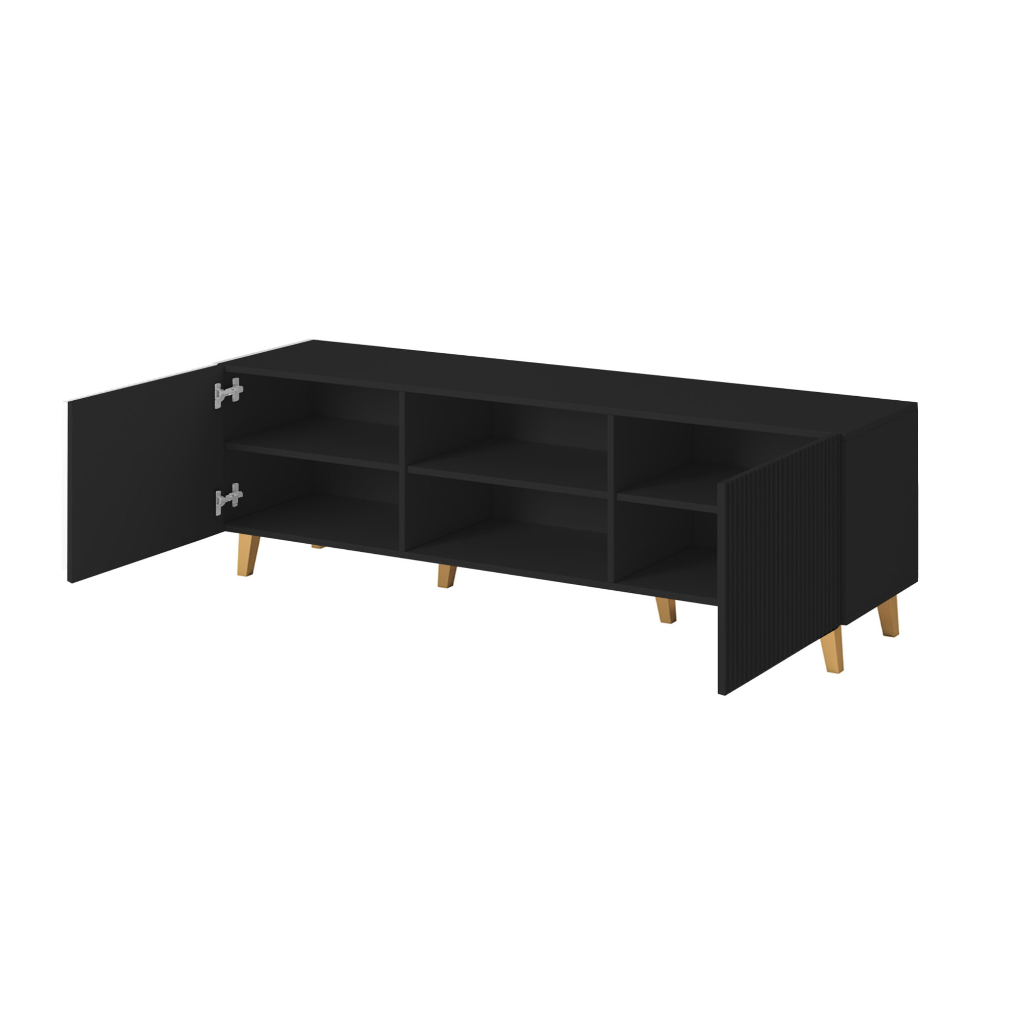 Sanna - meuble TV - 2 portes et 2 niches - 150 cm - Noir