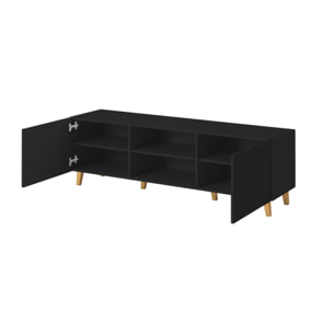 Sanna - meuble TV - 2 portes et 2 niches - 150 cm - Noir