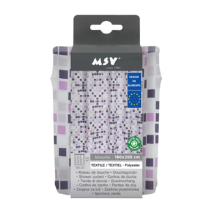 Rideau de douche Polyester MOSAIKO 180x200cm QUALITE PREMIUM Violet - Anneaux inclus MSV