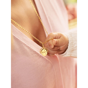 Charm Medallón Doble Mamá Lovely Heart Baño Oro