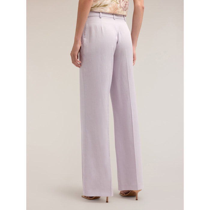 Motivi - Pantaloni palazzo in lino misto lyocell - Viola