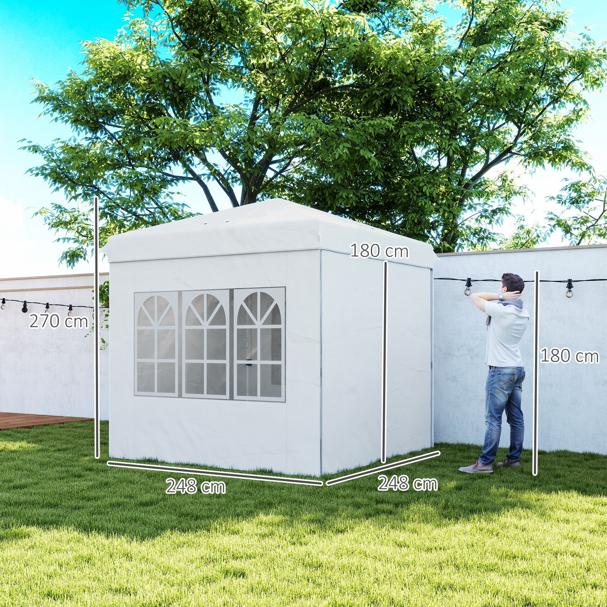 Carpa Plegable Pop-up Gazebo 2,5x2,5 m Cenador Plegable con 4 Paredes Laterales Anti-UV Altura Ajustable y Bolsa de Transporte para Camping Fiestas