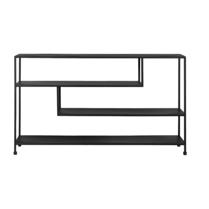 Console design avec 3 étagères en métal - Noir - PAIGE