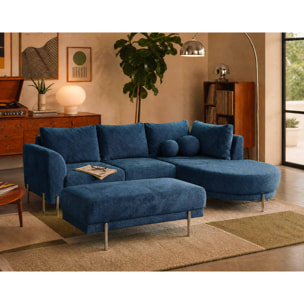 Gabin - pouf en velours texturé - Bleu