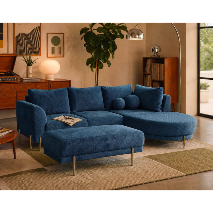 Gabin - pouf en velours texturé - Bleu