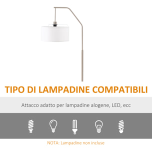 HOMCOM Lampada da Terra Moderna in Acciaio con Paralume in Tessuto, 65x33x158cm - Bianco