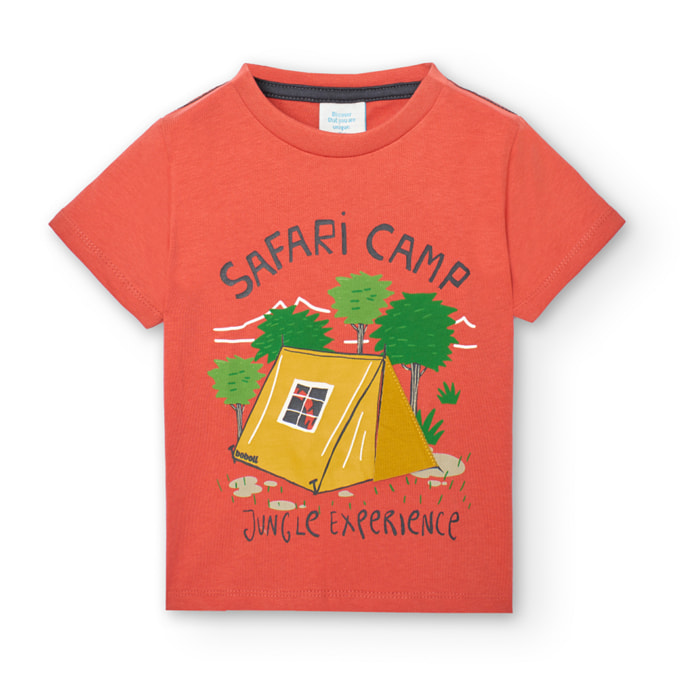 Camiseta niÃ±o estampada, mangas cortas, naranja, 328126