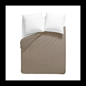 Housse de couette percale de coton uni brun Olana pin