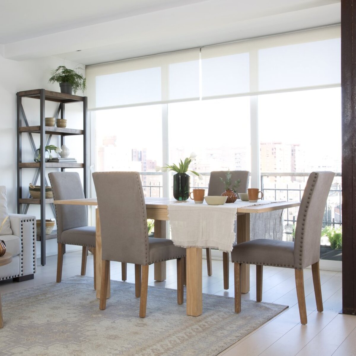 Table à manger extensible Blay -bois massif et placage naturel de mindi-couleur naturel 90 x 78 x 90 cm