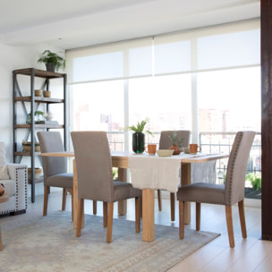 Table à manger extensible Blay -bois massif et placage naturel de mindi-couleur naturel 90 x 78 x 90 cm