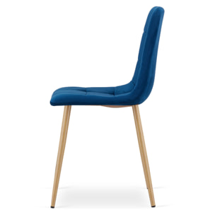 Sedia Kara in velluto blu scuro con gambe effetto legno