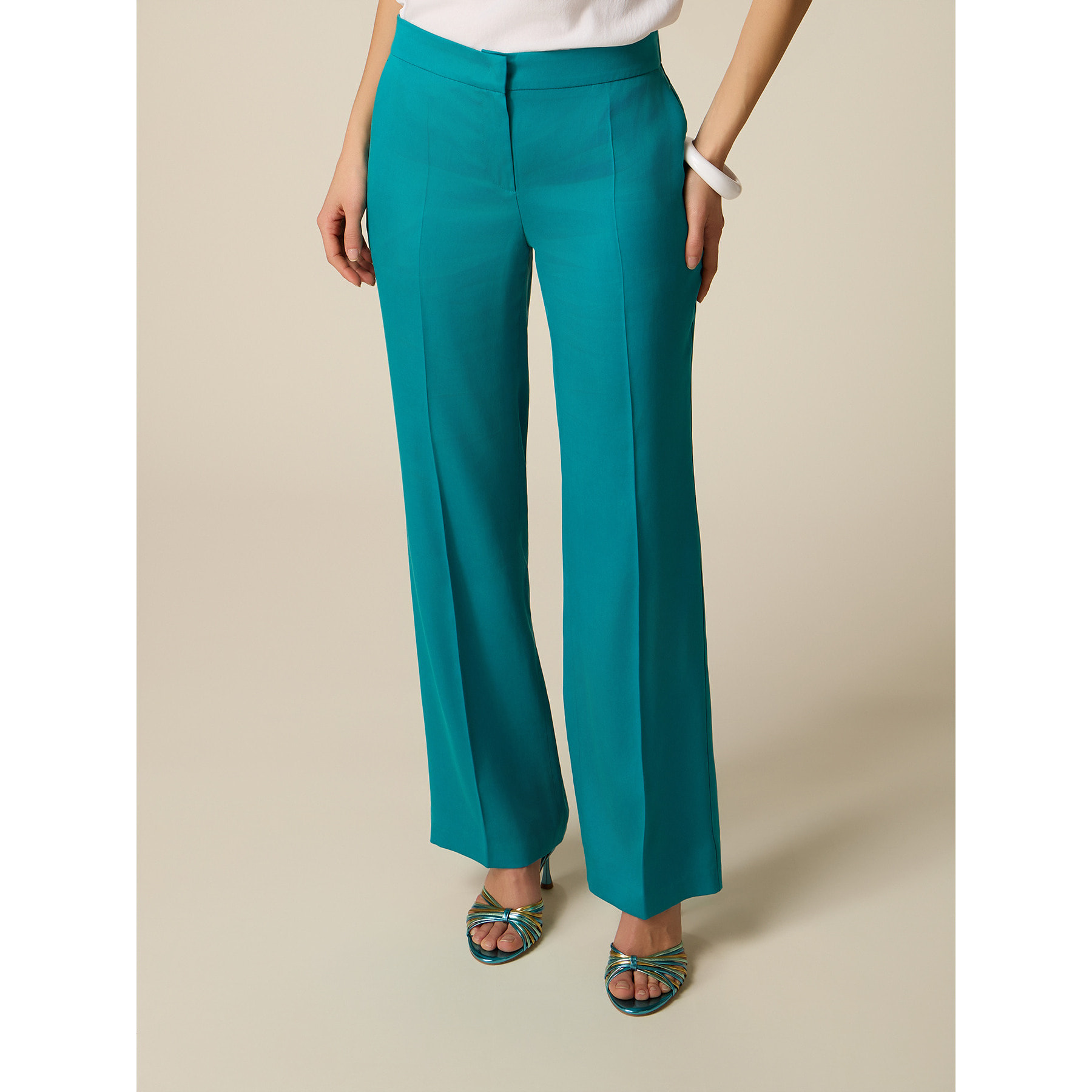 Oltre - Pantaloni palazzo in lyocell - Ottanio