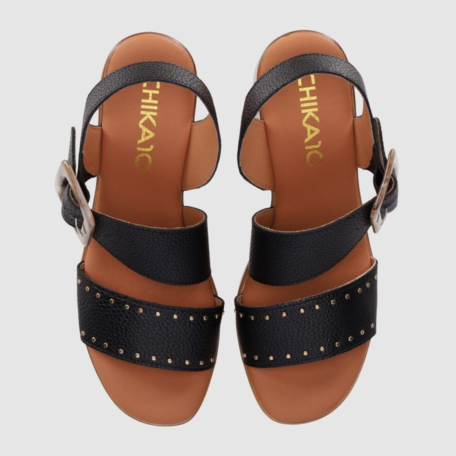 Sandalias de Piel - Negro - Tacón: 5 cm