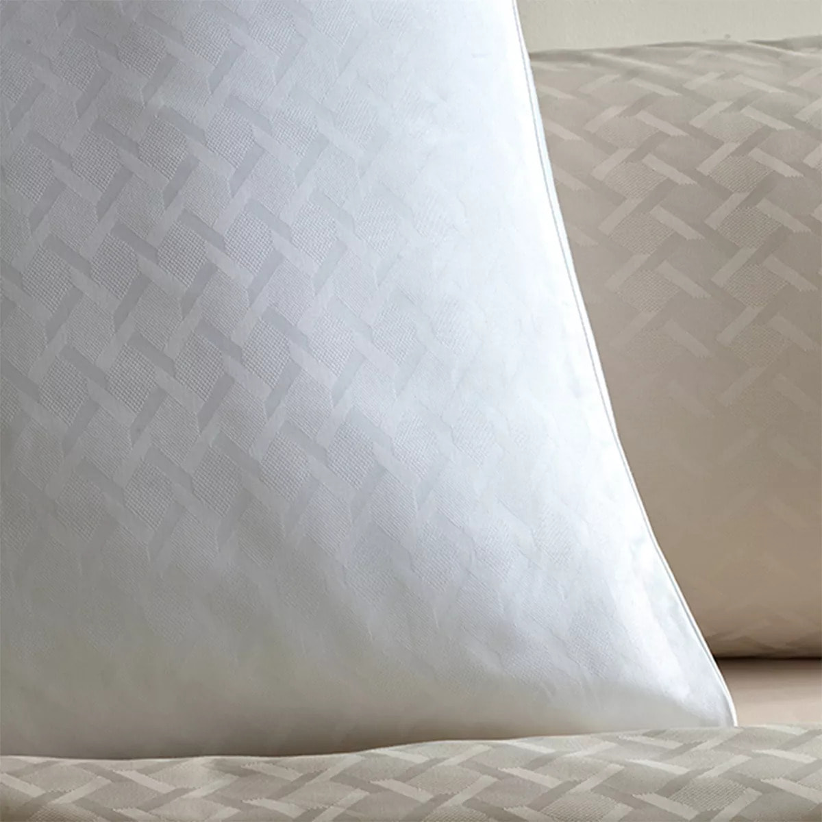 Taie d'oreiller satin de coton motif jacquard blanc Adagio blanc