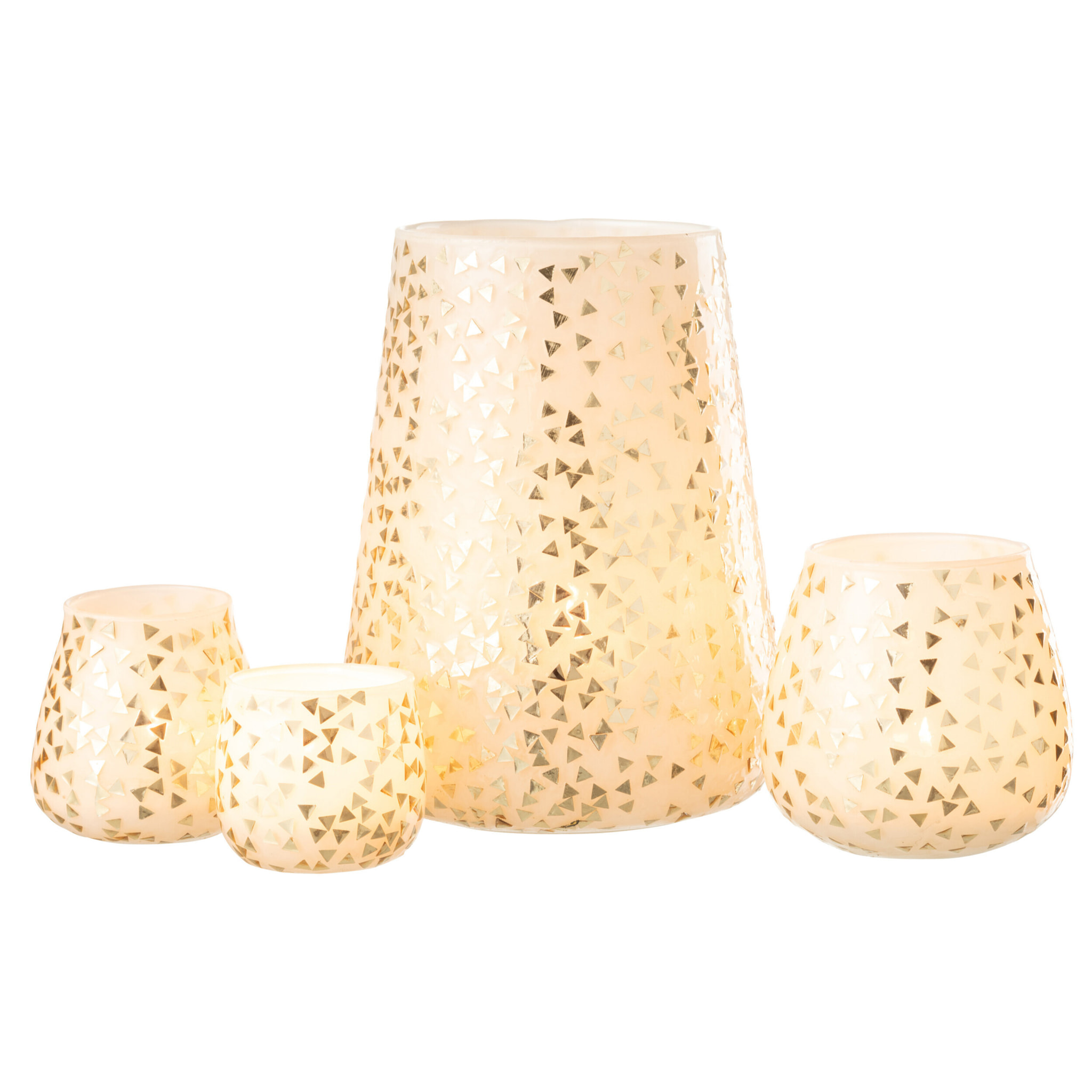 J-Line photophore Triangle - verre - blanc/or - extra large