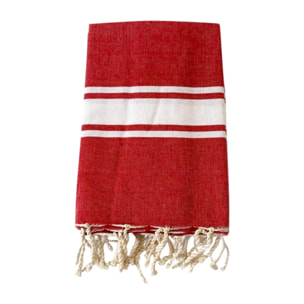 Fouta plate traditionnelle - Kozo Rouge - 100x200 cm - 190g/m²