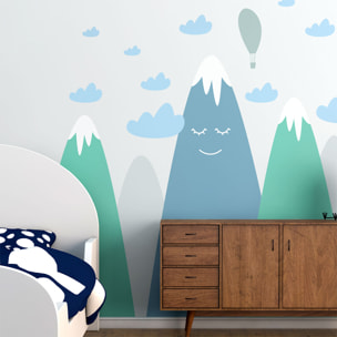 Stickers muraux enfants - Décoration chambre bébé - Autocollant Sticker mural géant enfant montagnes scandinaves ASUKA