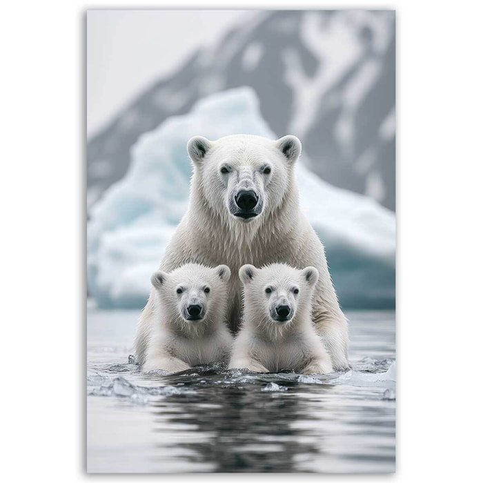 Tableau famille ours polaire Toile imprimée