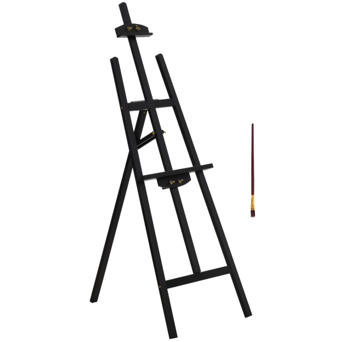 HOMCOM Chevalet d'artiste sur pieds pliable dim. 51,5L x 71,5l x 134,5H cm inclinaison réglable 90° max. bois de pin noir