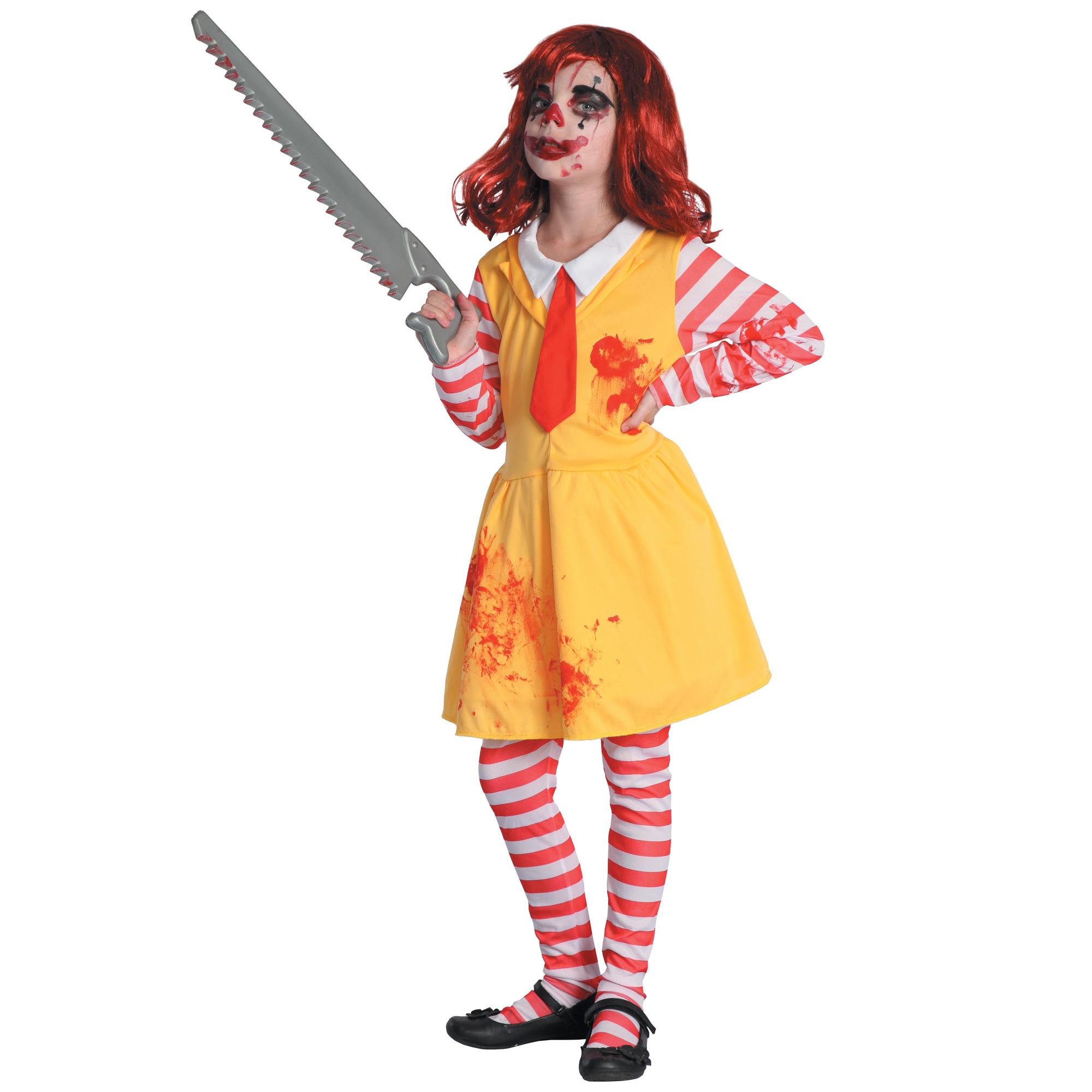 Horror Clown Girl Costume Halloween Giallo Rosso Bianco Bambina