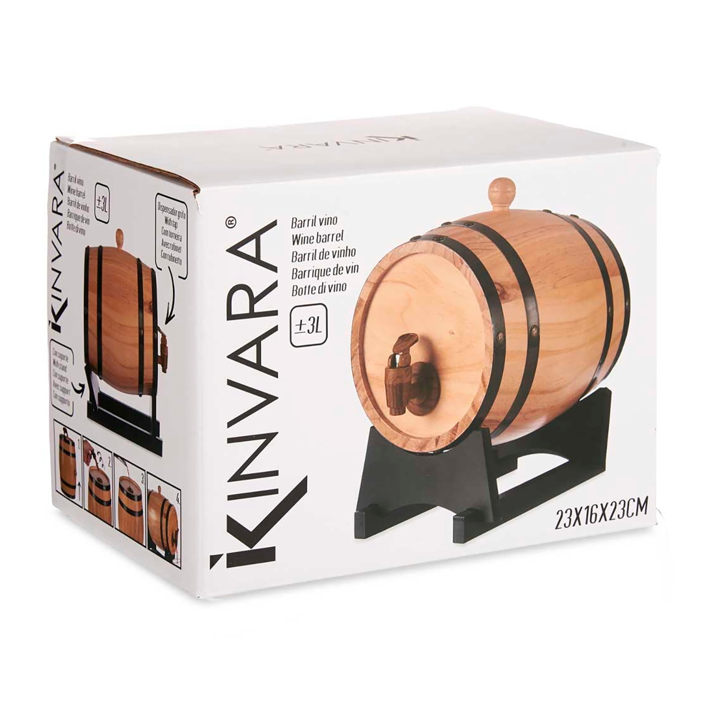 DAM BOTTE VINO 3 LTR 21x29,5x22,3 Cm. Colore del legno
