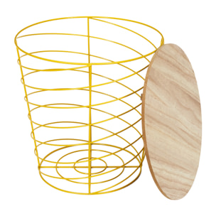 Table Filaire Bois Et Metal Cyclone Jaune