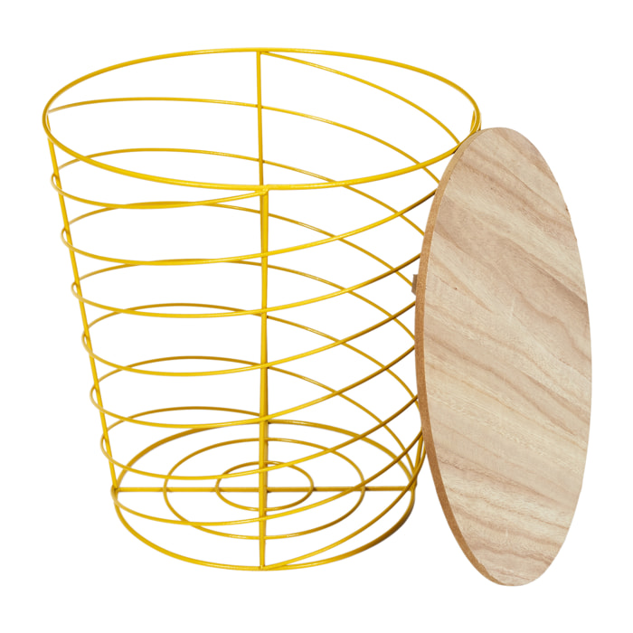 Table Filaire Bois Et Metal Cyclone Jaune